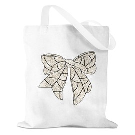 Volleyball Gifts Bows Canvas Tote Bag, Volleyball Stuff, Graduation Anniversary Birthday Gifts for Women Coworker Friends Shoulder Bags Travel Vacation Beach Bags Shopping Reusable Grocery Bag