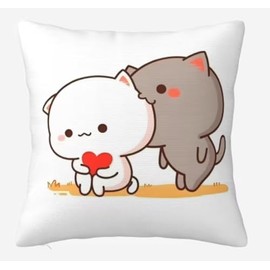 45 x 45 cm Cute Cat Cushion Cover - Peach & Goma Charming Cover for Cosy Comfort - Ideal for Children's Room and Home Decor - Cute Cat Motif - Cushion Cover for Sweetening the Environment Cheeky