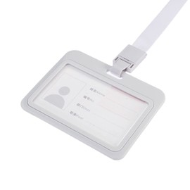 MECCANIXITY ID Badge Holder, 4x3.1 Inch Horizontal Name Tag ABS Double Sided Clear Window with Detachable Neck Lanyard, White