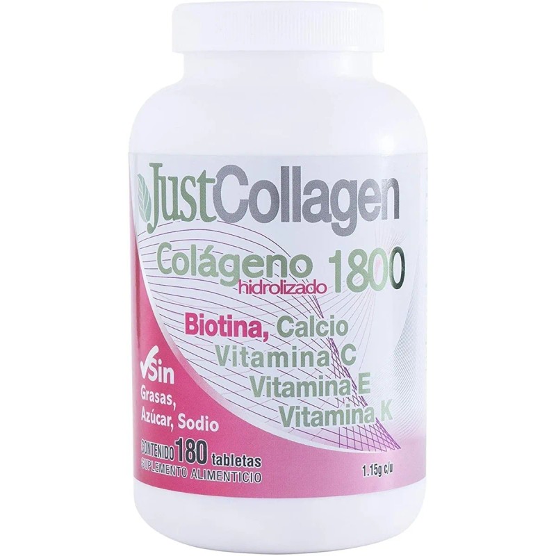 Justcollagen Colageno Hidrolizado 1800 180 Tabletas C E K Sabor