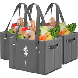 Green Bulldog Reusable Grocery Bags - Heavy Duty Reusable Shopping Tote Bags W/Long Handles, Foldable & Collapsible, Holds Up to 65 lbs - for Kitchen, Picnic 3 Pack - Color: 3pc - Blue
