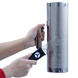 Stainless Steel Guiro 8" Percussion Instrument with Scraper, Professional Metal Shaker for Live Performance, Band Accompaniment (3" * 10")