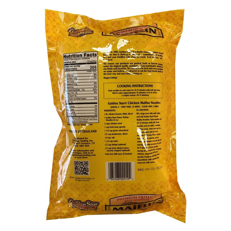 Golden Star Maifun Rice Noodles, 6oz Bag (8 Pack)