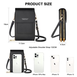 Women's Crossbody Phone Bag, Touch Screen Phone Crossbody Wallet, Lightweight PU Leather, Microfiber Lining, With Adjustable Straps, Wallet Shoulder Bag Handbag Multi-compartment Bag for Girls