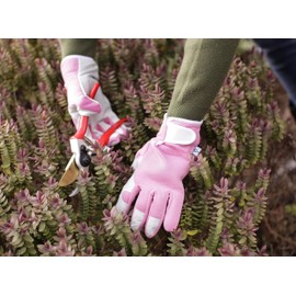 Spear & Jackson LSGLOVESKEW Kew Gardens Collection Ladies Small Leather Palm Gardening Gloves - Pink