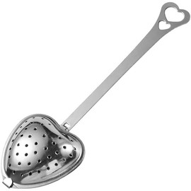 Stainless Steel Heart-shaped Tea Strainer Spoon, Silver Long Grip Handle Tea Filter Tea Infuser Spoon Tea Strainer Spoon Tea Strainers