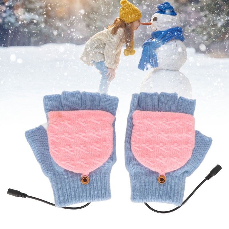 USB Heating Gloves Full Finger Half Fingerless Double Sided Heating