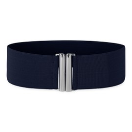 Black Butterfly 3 Inch Elastic Vertical Buckle Waist Belt (Midnight Blue, UK 6 - 8)