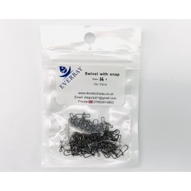 EVERBAY Stainless Steel Rolling Fishing Swivels with Snap Swivel Fishing Line Connectors Hight Strength for Saltwater & Freshwater Fishing accessories - set/50pcs, size 14#