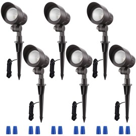 LEONLITE Low Voltage LED Landscape Spotlight, 12V AC/DC Die-cast Aluminum Low Voltage Garden Lights, CRI90+ IP65 Waterproof for Outdoor Yard Bush Lighting, Bronze, 3000K Warm White, Pack of 6