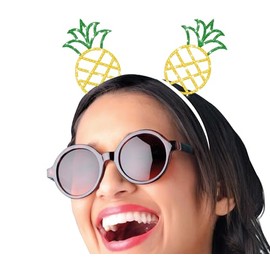 FIESTAS GUIRCA | Cerchietto Ananas Metallico Giallo e Verde (Taglia Unica) - Accessorio per Costumi Feste Estive, Hawaii e Lauree - Ideale per Adulti Unisex - Giallo e Verde