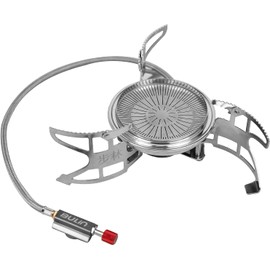 Bulin Camping Stove Burner 3800W Portable Backpacking Gas Stove with Piezo Ignition Folding Windproof Strong Firepower for Camping Hiking Backpack Outdoor, Silver