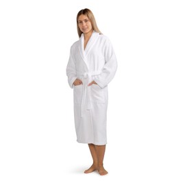 Celodoro Bathrobe for Men and Women, Pure Cotton, White
