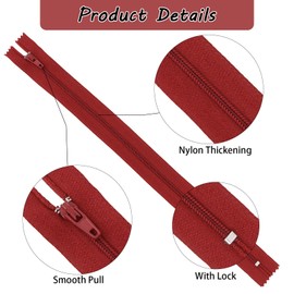 Zippers - 100 Pcs Nylon 12 Inch Colorful Sewing Zippers for Making Bags, Pouches, Pillow Covers & Crafts - 20 Colors