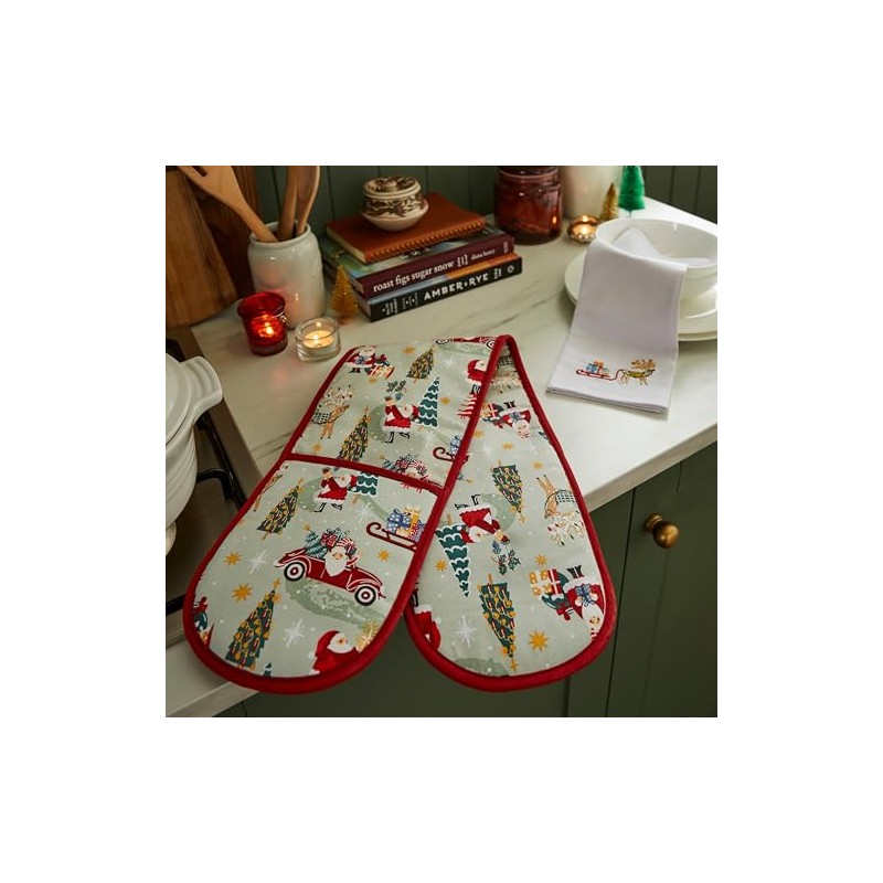 Christmas Textiles - Tis the Season Recycled Double Oven Glove