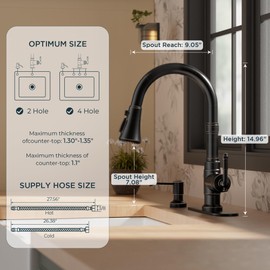 FORIOUS Vintage Kitchen Faucet with Soap Dispenser and Pull Down Sprayer, High Arc Single Handle Stainless Steel Classic Sink Faucet for Farmhouse Camper Rv Bar, Fit for 1 or 3 Hole, Oil Rubbed Bronze