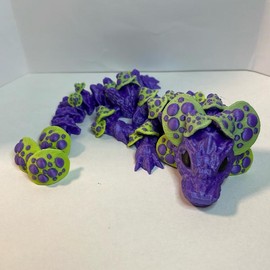 Adorable Baby Mushroom Dragon Articulated Figure, 3D Printed. animal figurine - Color: Purple body green caps