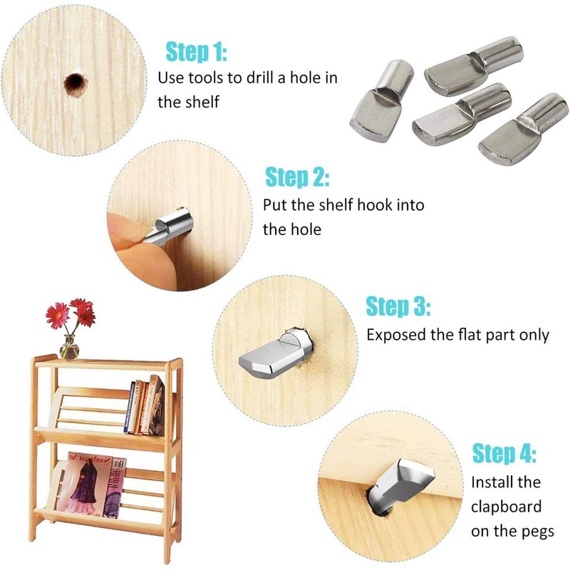 Baoswi 5mm Shelf Pegs Pins,50 Pieces Cabinet Furniture Spoon Shape