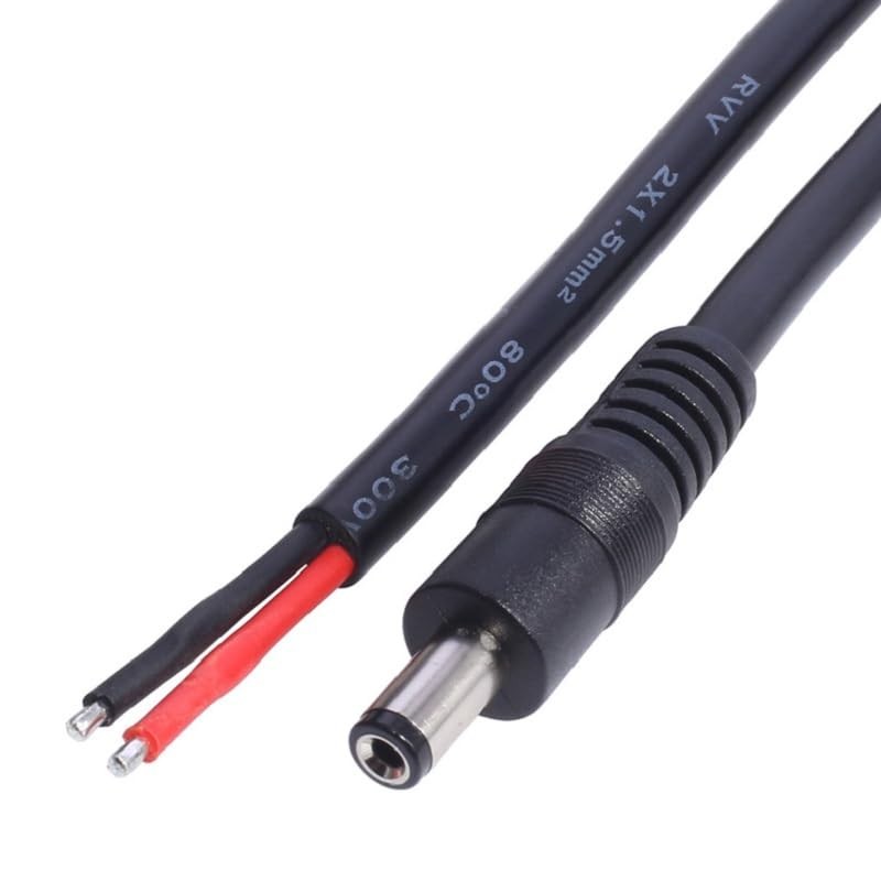 2 Pack DC Power Pigtails Cable, DC 5.5mm x 2.1mm