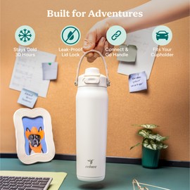 REDUCE Aura Vacuum Insulated 26 oz Water Bottle - Leak-Proof & Chug Spout for Quick Hydration - Keeps Drinks Cold for 30 Hours - Removable Handle for Travel or Gym - Soft Sit Base - Mineral Blue