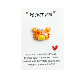 A Little Pocket Crab Hug, Mini Cute Animal Decoration Funny Pocket Hug Crab Stress Relief Toy with Card Gifts Special Encourage for Teens, Gifts for Him Her Boyfriend Girlfriend