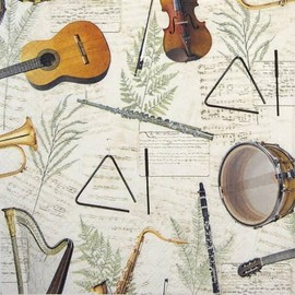 Set of 2 Individual Decoupage Paper Party Napkins Mixed Media MUSICAL INSTRUMENTS MUSIC Decor Luncheon Beverage Christmas Series Napkin for a Birthday, Holiday, Wedding, Cocktail Party