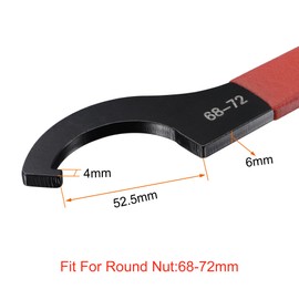 sourcing map C Hook Spanner Wrench Collet Chuck for 68-72mm Round Nut, with Red Non-Slip Handle