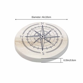 Pznen Compass Wind Rose Coaster for Drinks Individual Vintage Marine Geography Exploration Sign Wooden Background Presents for Housewarming Birthday and Family 100% Diatomite 4''X 4'',2 Pack