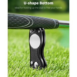 GreenHaven 2 Pack Golf Divot Repair Tool for Golfers Foldable Metal Green Tool with Magnetic Putt Alignment Ball Marker Pop-up Fork Tine with Sturdy Aluminum Alloy Handle (Silver & Black)