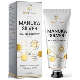 Manuka Honey Ointment 500+ MGO – Dog Hot Spot Treatment for Scratches, Burns, Irritations – Cat Wound Care with 55-PPM Colloidal Silver for Dogs – Manuka + Silver Healing Ointment in a 2-oz Tube