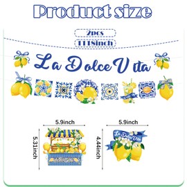 EUOYUFO 10pcs La Dolce Vita Party Decorations Include Lemon Citrus La Dolce Vita Banners Hanging Swirls Italian Summer Bridal Shower Wedding Weekend Bachelorette Theme Decor Supplies