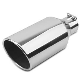 Vurkcy 3 inch Inlet Exhaust Tip, 6" Outlet 15" Overall Length Stainless Steel Exhaust Tail Pipe, Bolt-On, Rolled Edge, Slant Sleek Angle Cut, Polished Tailpipe, Silvery﻿