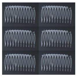 Ruwado 6 Pcs 12 Teeth Hair Side Combs 6.8 x 3.8 cm Tortoise French Twist Hair Barrettes Accessories for Women Girls Fine Thin Thick Long Hair Wedding Bridal Parties (Clear)