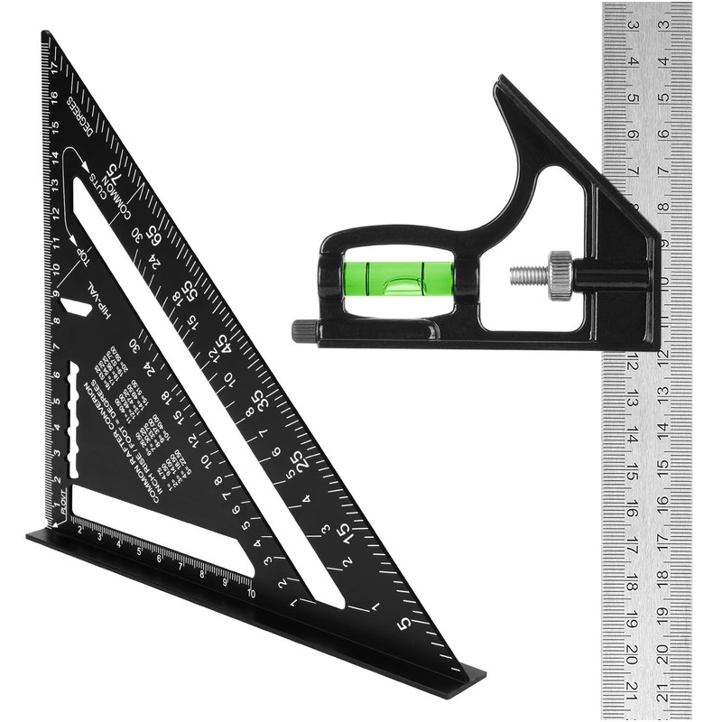 flintronic Carpenter's Square Set, Protractor Try Square 180 mm +