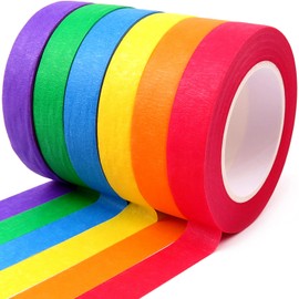 DOAY Colored Masking Tape 1/2" x 15 Yard - Multi Color - Multi Surface Use - 8 Rolls