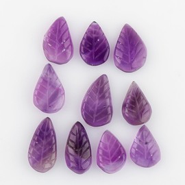 CRYSTALIS Wholesale 10pcs Natural Amethyst Carved Loose Gemstone Bulk Cabochons Jewelry Making Supply, Chakra & Healing Polished Stones, Wire Wrapping, DIY, Gem Collection
