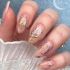 Gold Silver Snake Press on Nails Sun Star False Nails