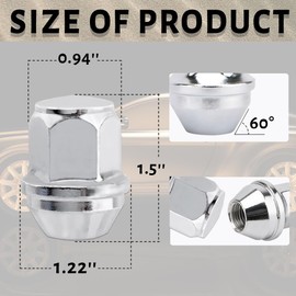 20 Pcs 14x1.5 One-Piece Chrome OEM Factory Style Lug Nuts for Stock Wheels, Replacement for 2015/2016/2017/2018/2019/2020 Mustang Edge MKX MKZ Aviator