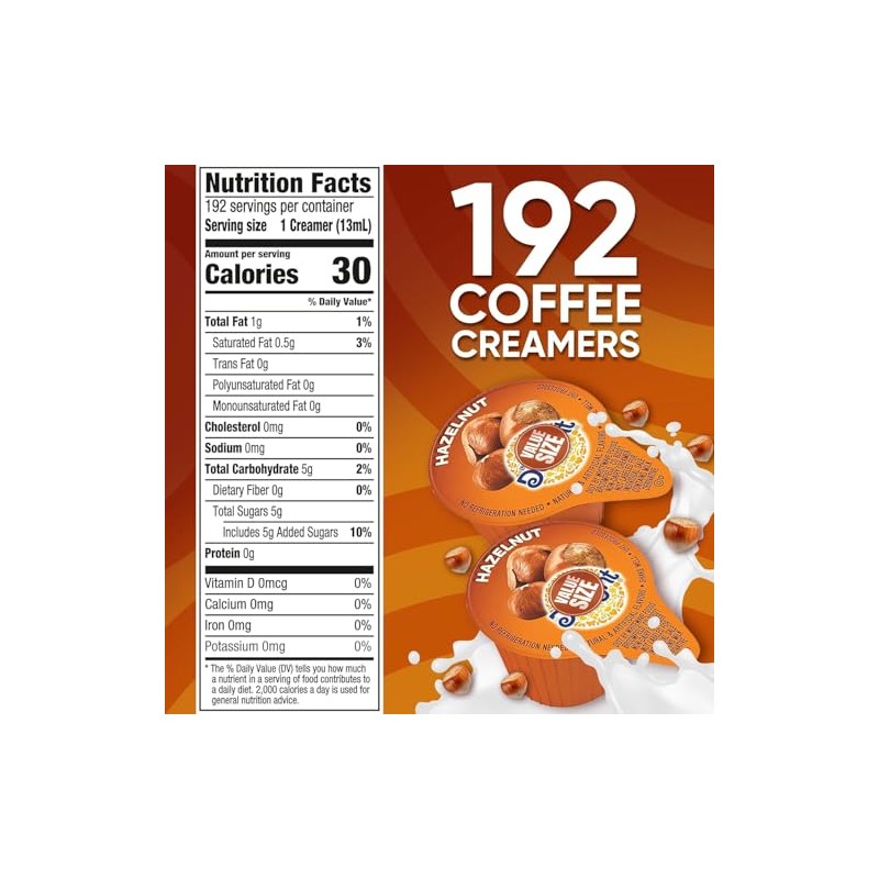 Delight Hazelnut Creamer Singles, Coffee Creamer Hazelnut 192 Creamer Singles