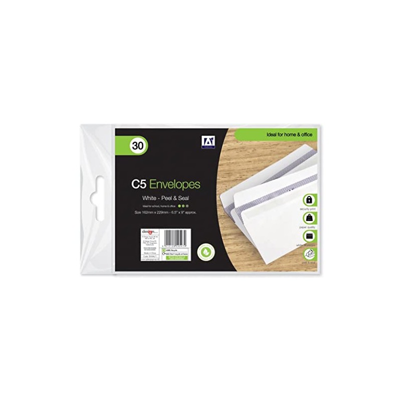 BG Peel & Seal White Envelopes 162x229mm, C5 Size 80gsm