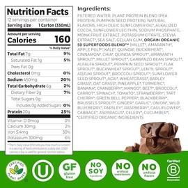 Orgain Vegan Protein Shake,Creamy Chocolate-20g Plant Protein, Ready to Drink,50 Superfoods, 0g Sugar, Gluten Free, No Artificial Sweeteners, No Soy or Dairy Ingredients, 11 Fl Oz (Pack of 12),Bottle