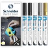 Schneider Paint-It 310 Acrylic Marker Pen Set - 2mm Round Bullet Tip - High Coverage - Gift Box Pack of 5 Pens (Black, White, Gold, Silver)