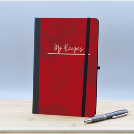'My Recipes' A5 Lined Paper Scrapbook - Ideal Recipe Book Idea for Bakers, Cooks, Chefs, and Food Lovers. (note-ds23-redreci)