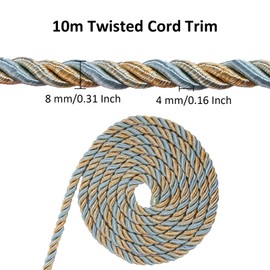 HedongHexi - Cuerda de cordón trenzado de 10 yardas, 8 mm, cuerda de hilo trenzado de nailon para decoración del hogar, manualidades y manualidades de disfraces (azul mezclado)