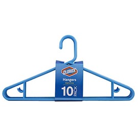 Clorox Blue Plastic Clothes Hangers – 10 Pack | Ideal for Everyday Standard Use | Two Accessory Hooks | Value Set, 10 Count