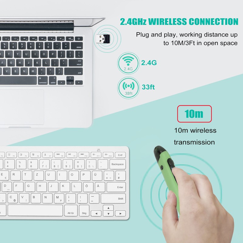 Wireless Pen Mouse Rechargeable Luminous Silent Small Portable Bluetooth 2.4g