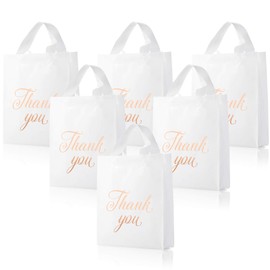 Outus 120 Pieces Thank You Plastic Bags for Small Business, 9"x12" Shopping Handles Gift Supplies for Mother's Day Wedding Birthday (White)