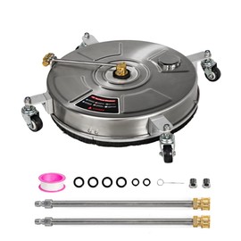 18" Pressure Washer Surface Cleaner w/Wheels 4000PSI,2 Extension Wand Stainless Steel Housing