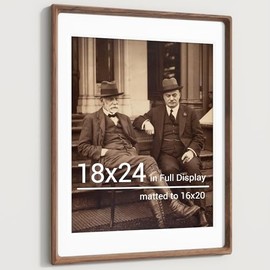 Heimlove 18x24 Picture Frames Natural Walnut,Original Wood Hand Make Crafted Poster Frame with Mat to 16x20 Graduation Picture Display,Family Picture,Wedding Picture,Photo,Document Wall Mounted