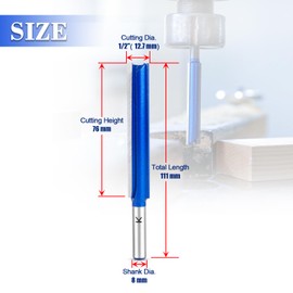 NICAVKIT 1 x Straight Milling Cutter for Router, 8 mm Shank, Extra Long Groove Cutter, Wood Cutter, Flush Cutter for Wood, Extra Long Working Length 76 mm